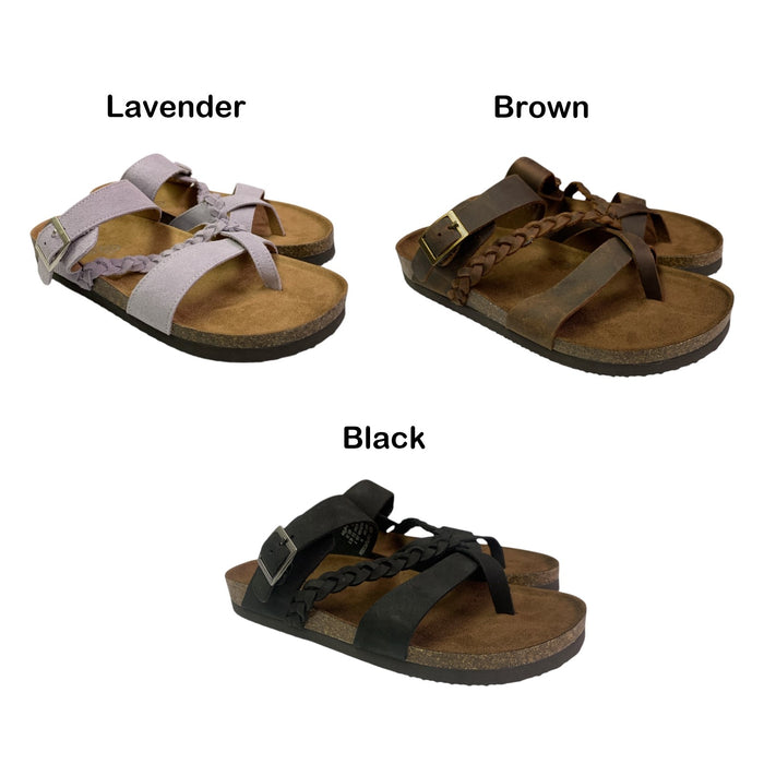 Mountain Sole Women's Slip-on Comfort Sandal with Braided Leather Upper