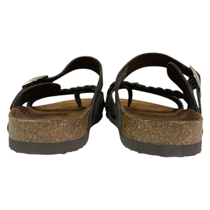 Mountain Sole Women's Slip-on Braided Leather Sandal with Molded Footbed