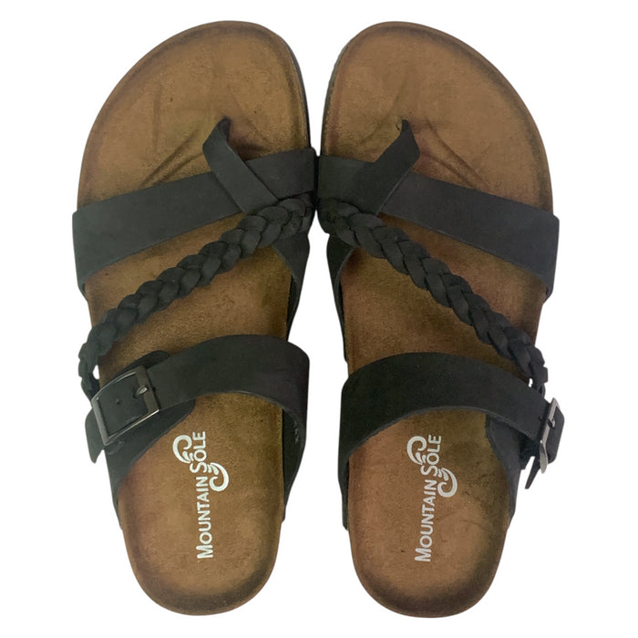 Mountain Sole Women's Slip-on Comfort Sandal with Braided Leather Upper
