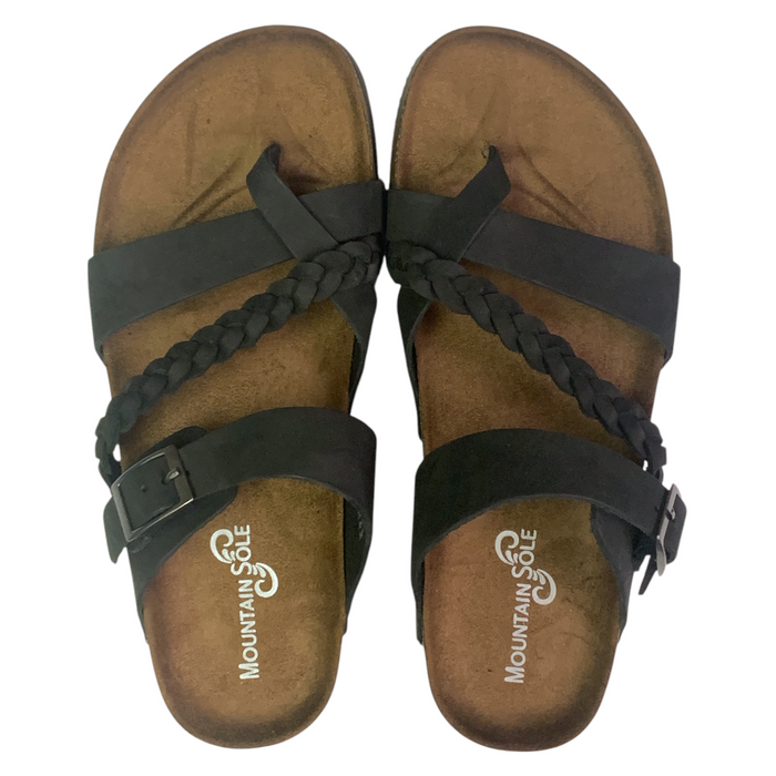 Mountain Sole Women's Slip-on Braided Leather Sandal with Molded Footbed