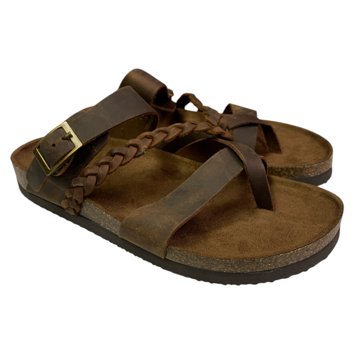 Mountain Sole Women's Slip-on Braided Leather Sandal with Molded Footbed