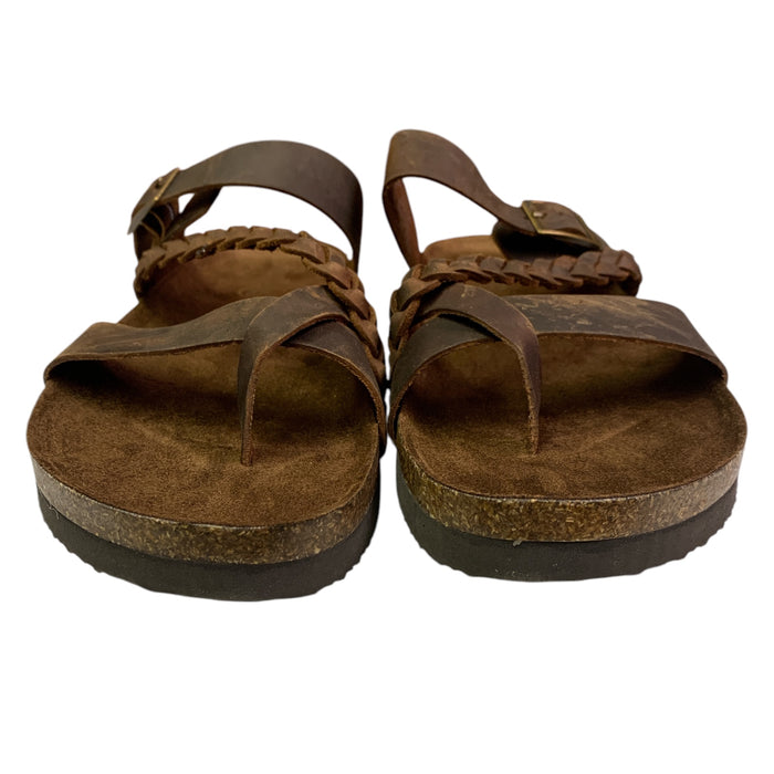 Mountain Sole Women's Slip-on Comfort Sandal with Braided Leather Upper