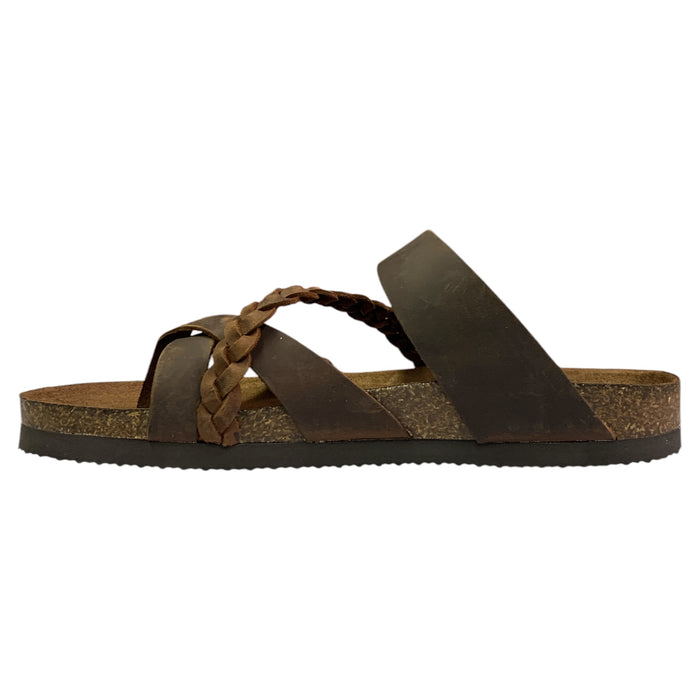 Mountain Sole Women's Slip-on Braided Leather Sandal with Molded Footbed