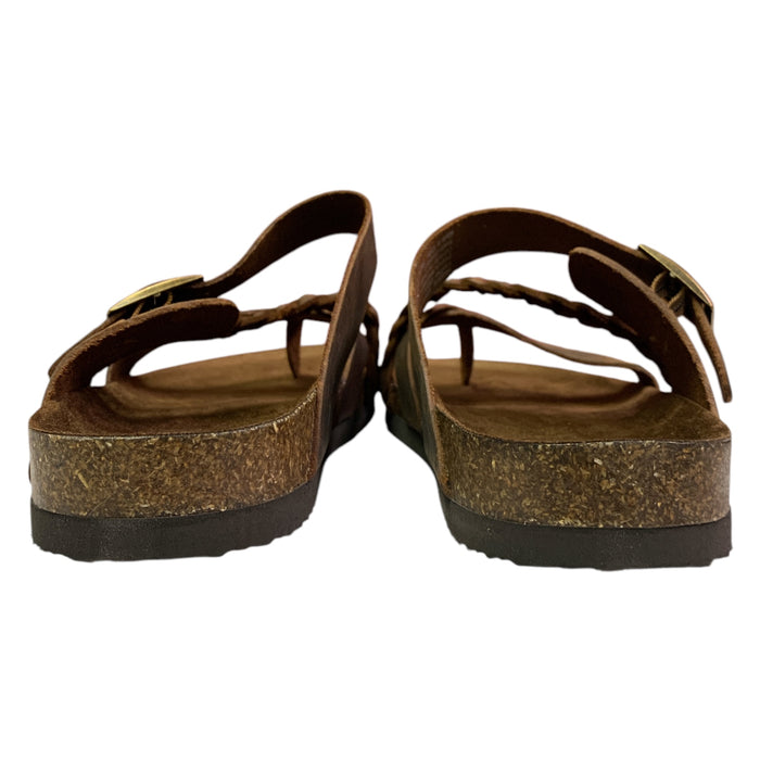 Mountain Sole Women's Slip-on Braided Leather Sandal with Molded Footbed