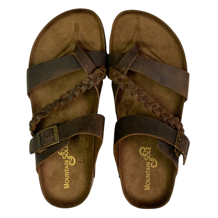 Mountain Sole Women's Slip-on Braided Leather Sandal with Molded Footbed