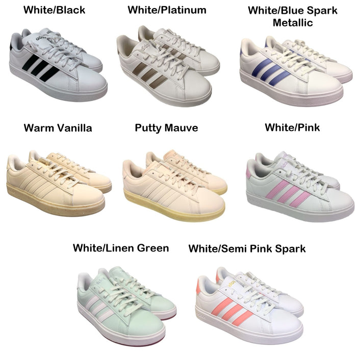 Adidas Women's Lace Up Grand Court 2.0 Cloudfoam Lifestyle Low-Top Shoes