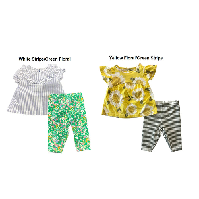 Carter's Girls 2-Piece Striped Top & Floral Capri Legging Set