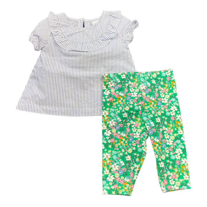 Carter's Girls 2-Piece Striped Top & Floral Capri Legging Set