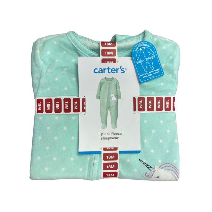 Carter's Infant/Toddler Girl's 1 Piece 2 Way Zipper with Snap Footed Fleece Sleepwear