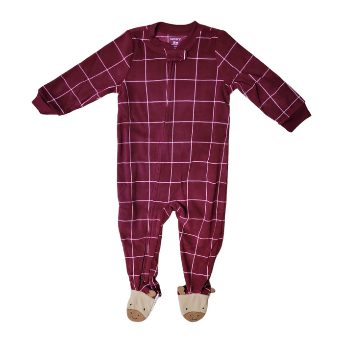 Carter's Infant/Toddler Girl's Long Sleeve Fleece 2 Way Full Zip Footie Sleepwear