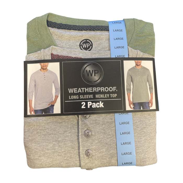 WP Weatherproof Men's Long Sleeve Four Button Tagless Super Soft Henley-2 Pack