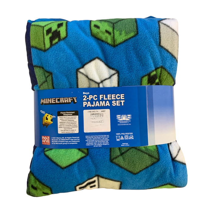 Minecraft Youth Boys Soft Lightweight Long Sleeve and Pant Fleece Pajama Set