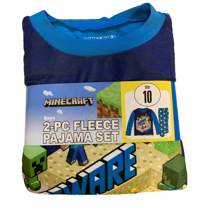 Minecraft Youth Boys Soft Lightweight Long Sleeve and Pant Fleece Pajama Set