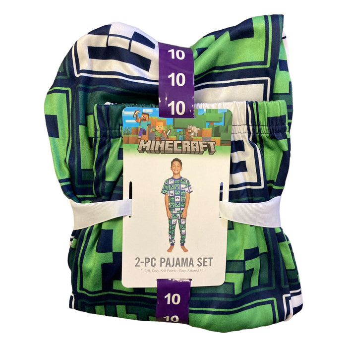 Minecraft Boy's 2 Piece Soft Knit Short Sleeve and Pant Pajama Set