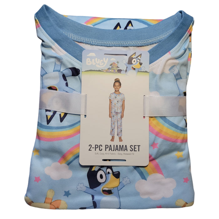 Bluey Girl's 2 Piece Soft Knit Short Sleeve and Pant Pajama Set