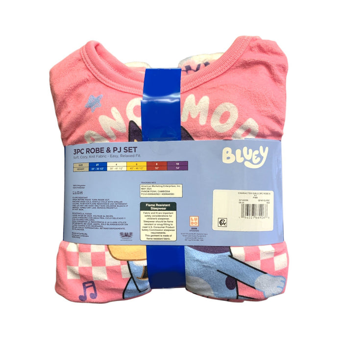 Licensed Character Girl's 3-Piece Robe & Pajama Set, Cozy Knit Polyester