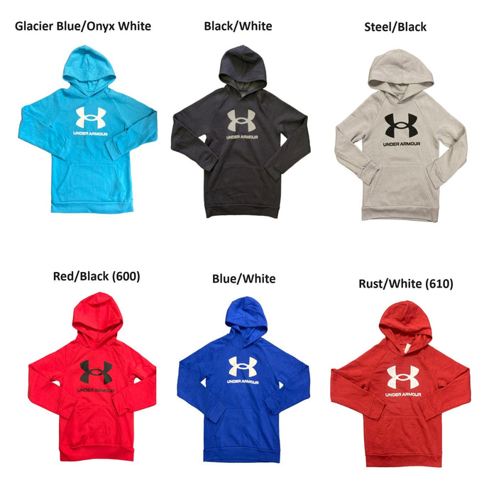 Under Armour Boy's Soft Long Sleeve Rival Fleece Big Logo Hoodie, 1357585