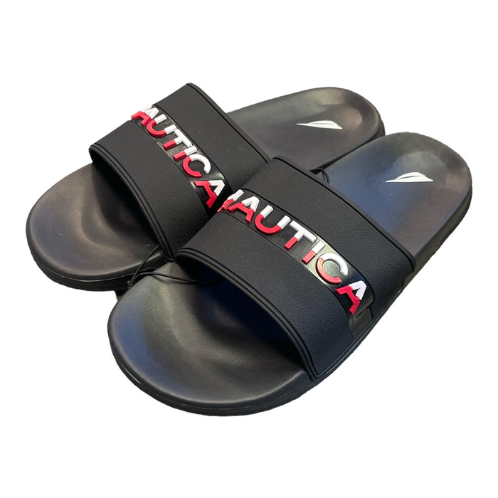 Nautica Men's Slip-on Pool Slide, Contoured, EVA Sole (Black, 9)