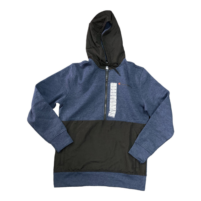 Champion Men's Fleece Woven-Mix Half Zip Two Tone Hoodie