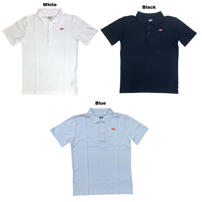Levi's Boys Batwing Logo Collard Polo, Pique Knit Cotton Polyester Blend