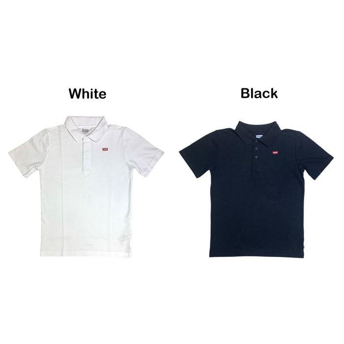 Levi's Boys Batwing Logo Collard Polo, Pique Knit Cotton Polyester Blend