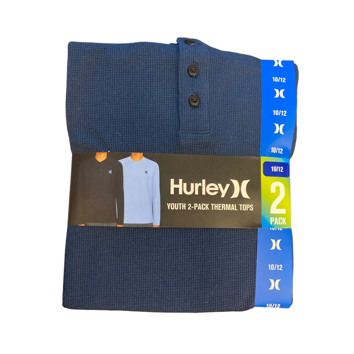 Hurley Youth Boy's 2 Pack Long Sleeve Thermal Warm Logo Shirts, 907706 C60