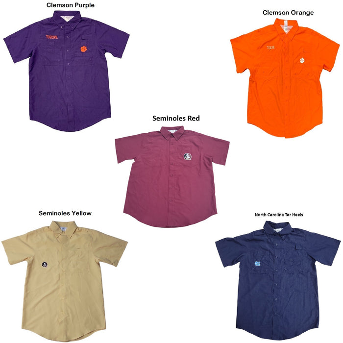 Pro Edge Men's Short Sleeve Classic Button-Down Chest Pocket Logo NCAA Shirt