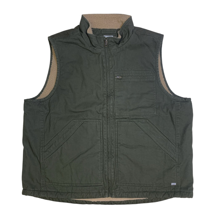 Lee Men's Faux Sherpa Lined Full Zip Canvas Workwear Vest w/ Pockets