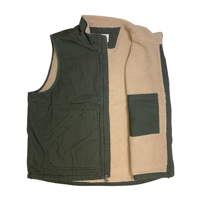 Lee Men's Faux Sherpa Lined Full Zip Canvas Workwear Vest w/ Pockets