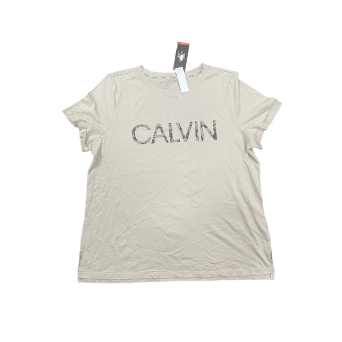 Calvin Klein Women's Soft Crew Neck Rolled Sleeve Graphic Logo T-shirt