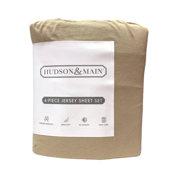 Hudson & Main 4-Piece Wrinkle Resistant, Super Soft, Jersey Sheet Set