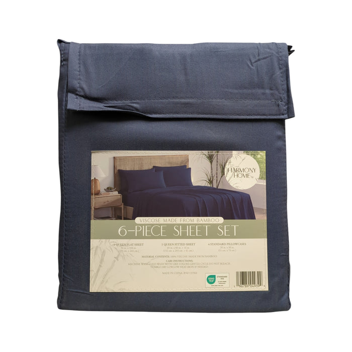 Harmony Home 6-Piece Sheet Set, Viscoise Made from Bamboo, Queen