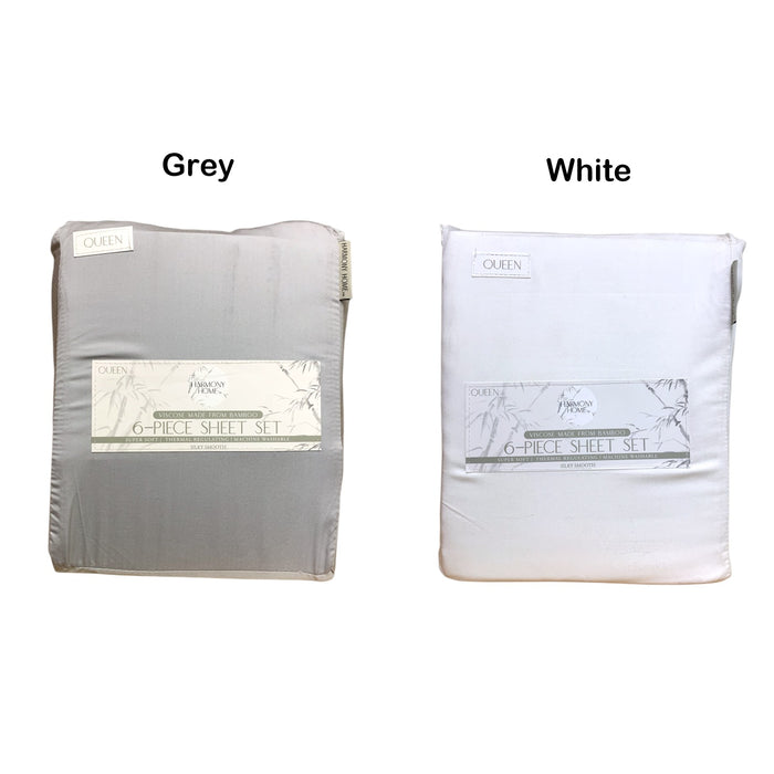 Harmony Home 6-Piece Sheet Set, Viscoise Made from Bamboo, Queen