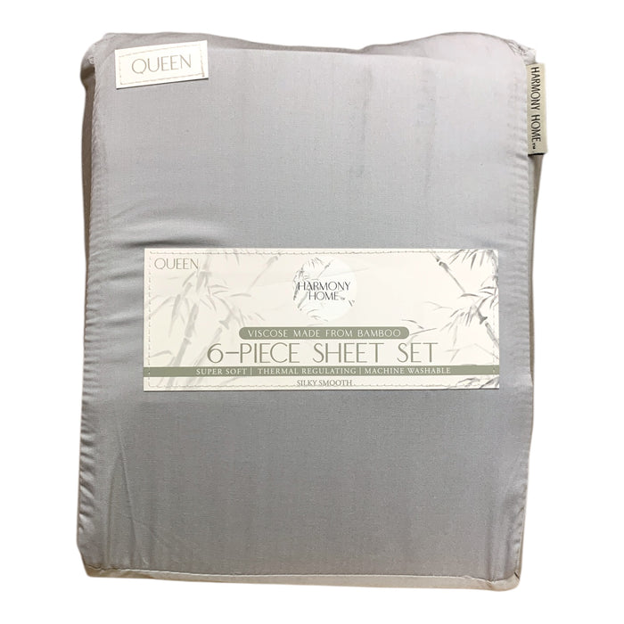 Harmony Home 6-Piece Sheet Set, Viscoise Made from Bamboo, Queen