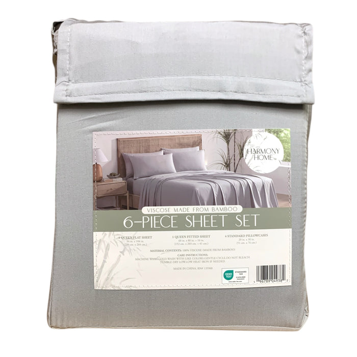 Harmony Home 6-Piece Sheet Set, Viscoise Made from Bamboo, Queen