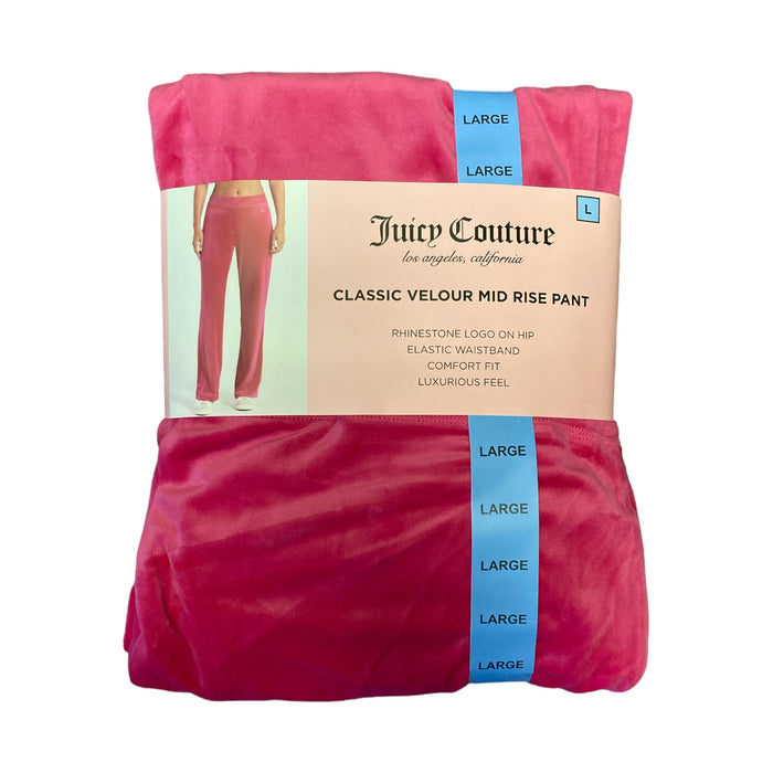 Juicy Couture Women's Classic Velour Mid Rise Rhinestone Comfort Fit Track Pant