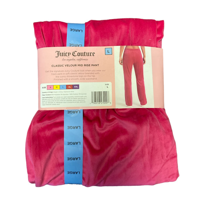 Juicy Couture Women's Classic Velour Mid Rise Rhinestone Comfort Fit Track Pant