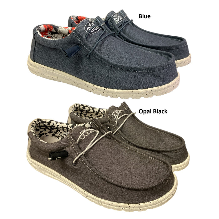 Hey Dude Men's Wally Stretch Canvas Lightweight Slip-On Moc Toe Shoes
