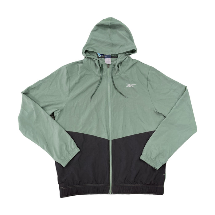 Reebok Men's Full Zip Color Block Drawcord Adjustable Hood Training Woven Jacket