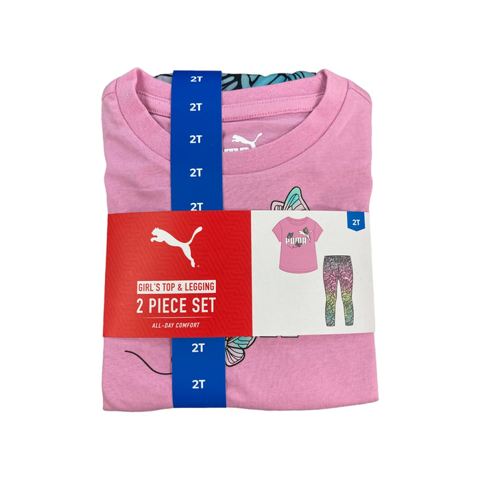 Puma Girl's 2 Piece Short Sleeve Top and Legging All Day Comfort Set