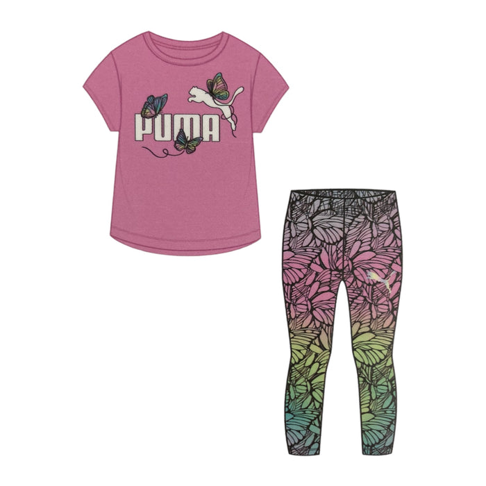 Puma Girl's 2 Piece Short Sleeve Top and Legging All Day Comfort Set