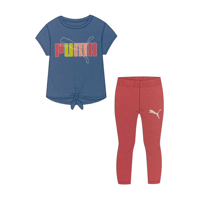 Puma Girl's 2 Piece Short Sleeve Top and Legging All Day Comfort Set