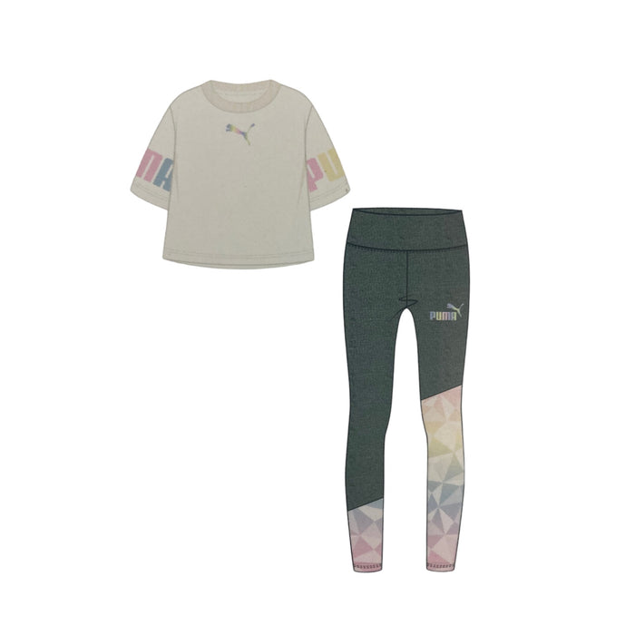 Puma Girl's 2 Piece Short Sleeve Top and Legging All Day Comfort Set