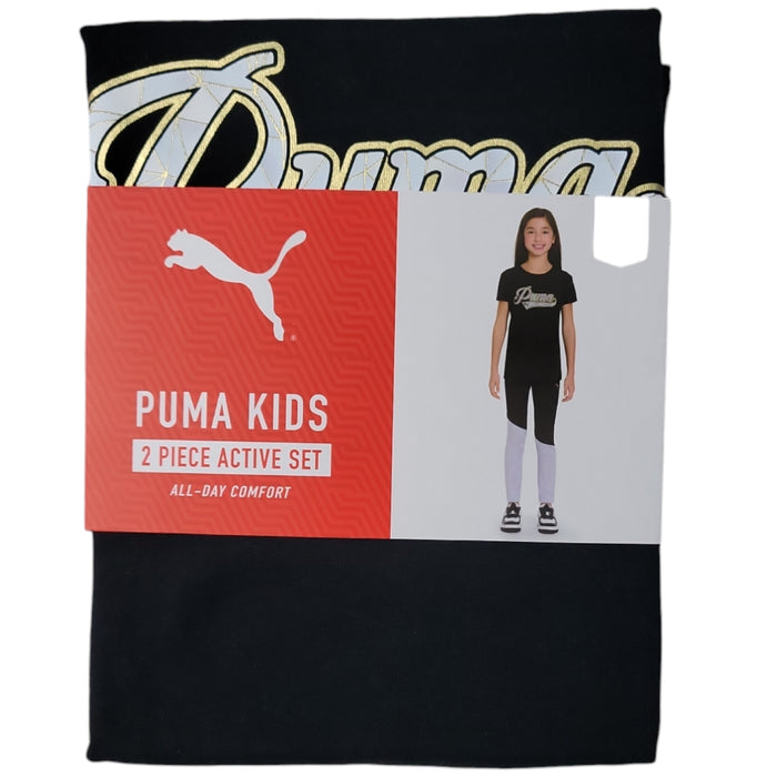 Puma Girl's 2 Piece Short Sleeve Top and Legging All Day Comfort Set