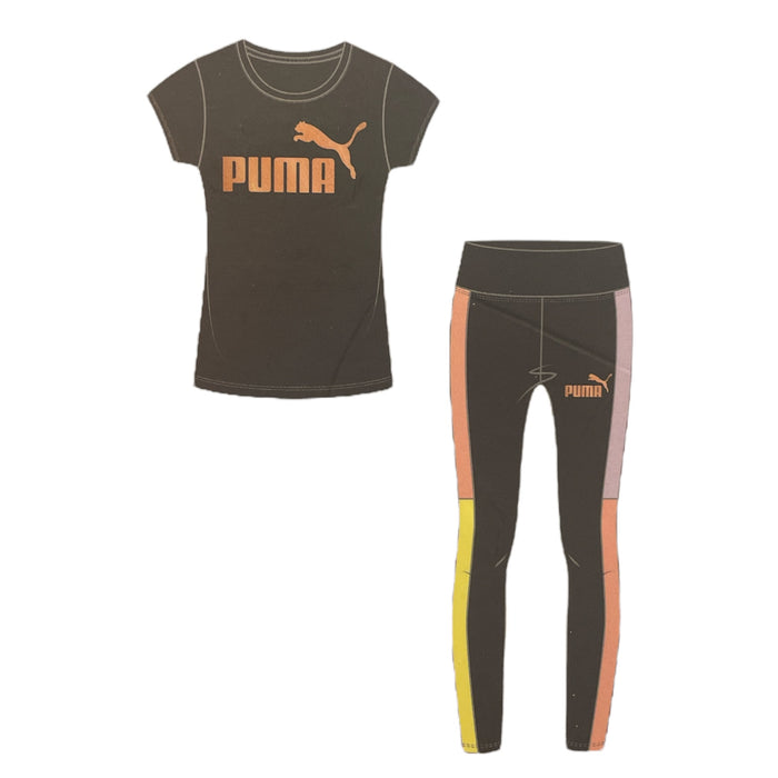 Puma Girl's 2 Piece Short Sleeve Top and Legging All Day Comfort Set