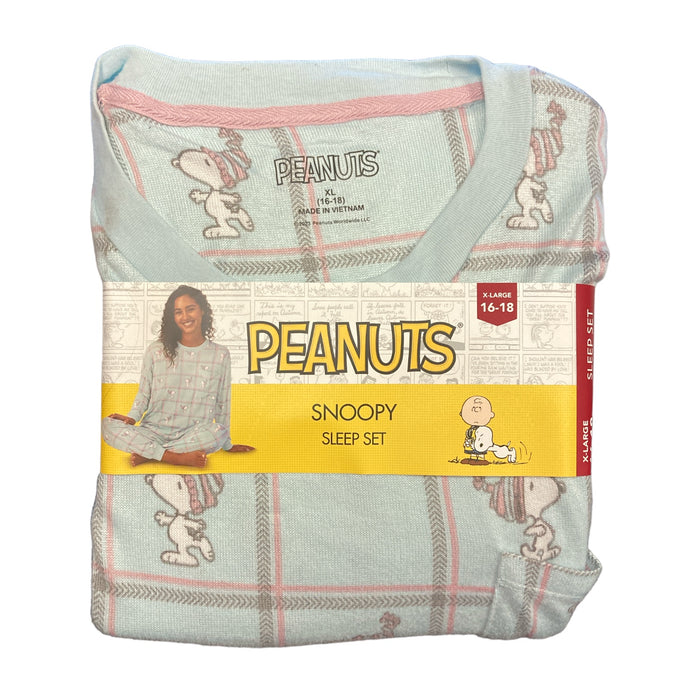 Peanuts Women's Long Sleeve and Pant Knit Character Pajama Set