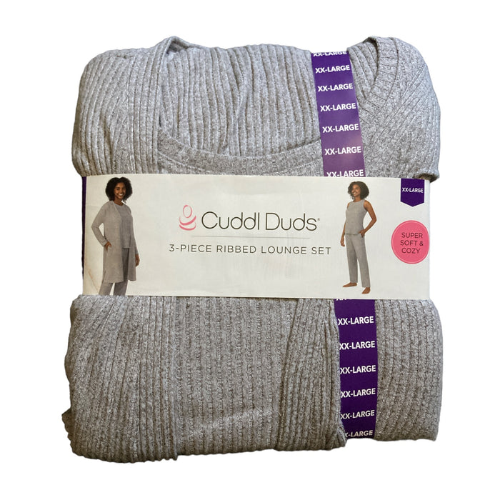 Cuddl Duds Women's Super Soft 3 Piece Ribbed Lounge Set