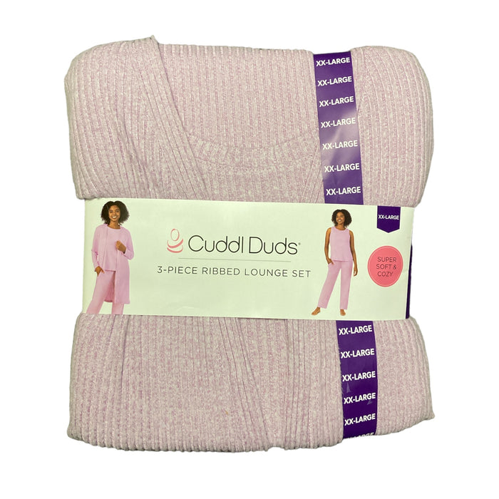 Cuddl Duds Women's Super Soft 3 Piece Ribbed Lounge Set