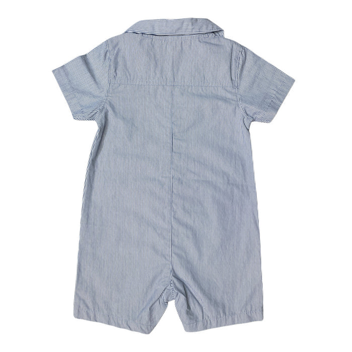Carter's Baby Boy Breathable Short Sleeve Snug Fit Romper (Blue Stripe, 24M)