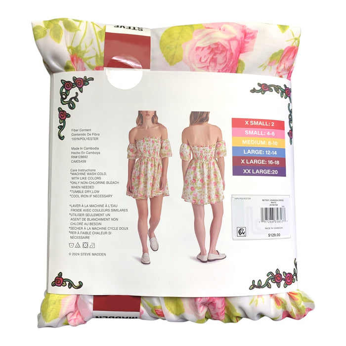 Betsey Johnson Puff Sleeve Babydoll Dress, Smocked Bodice, Lightweight Chiffon